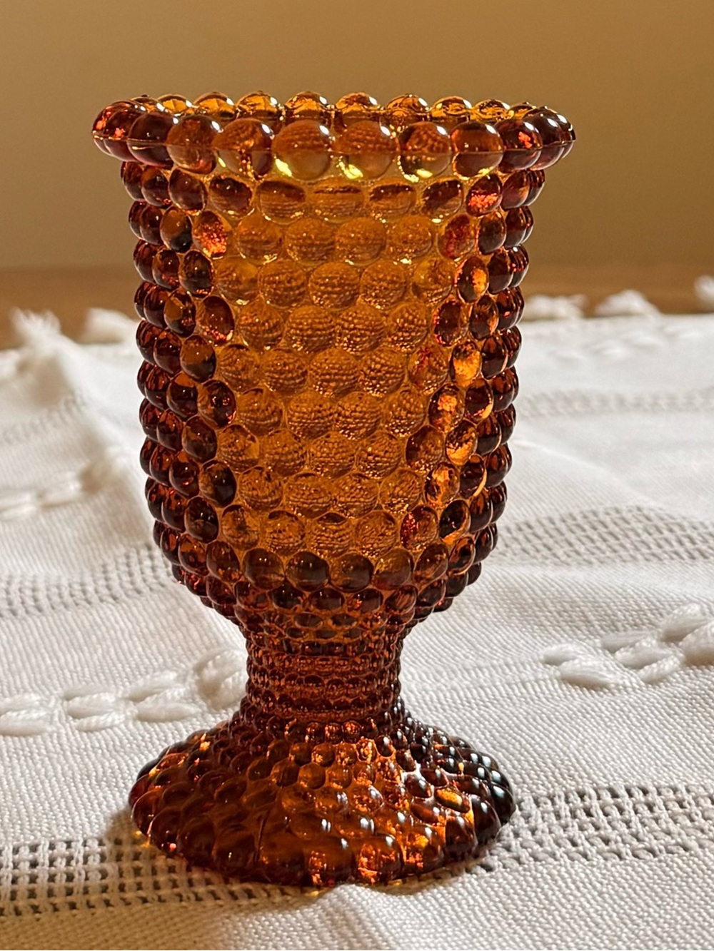 Amber Hobnail Glass Vase - Home Accents